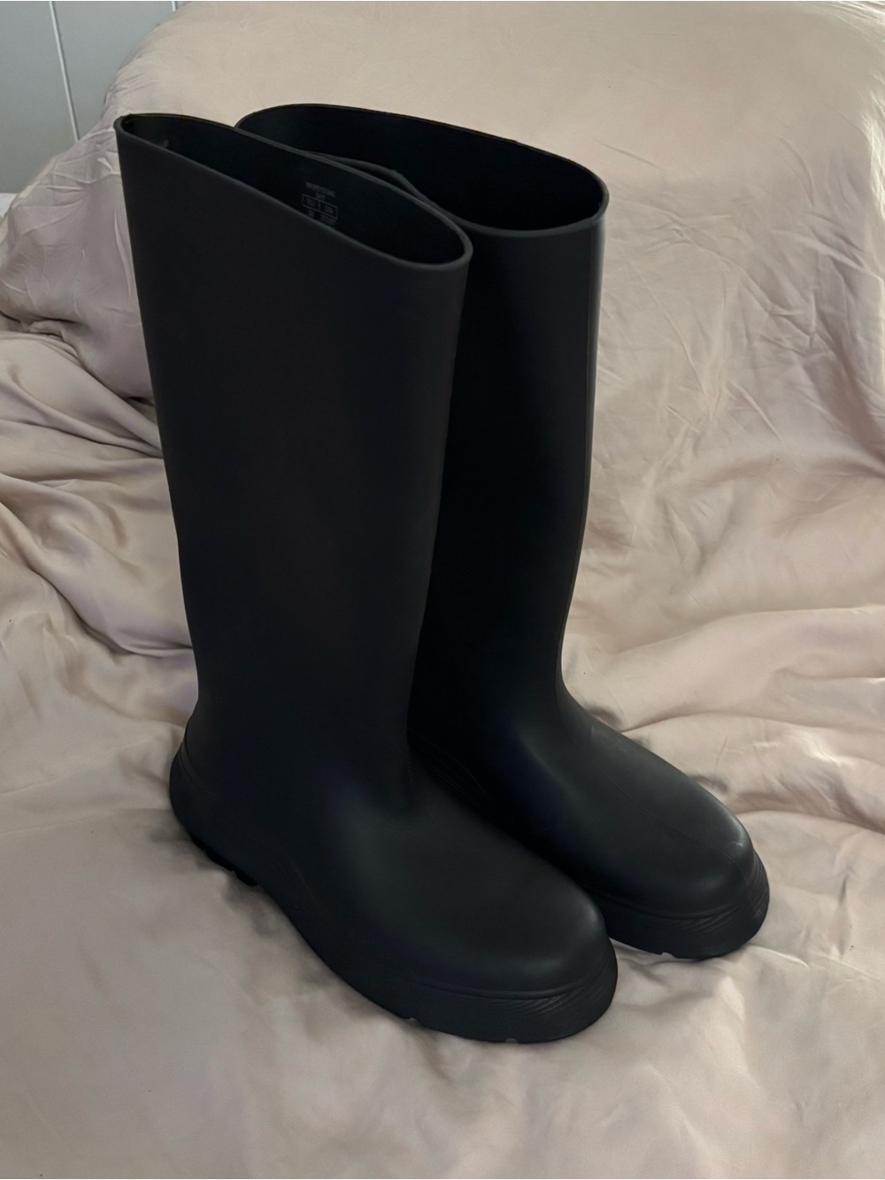 Zara Matte Black Knee-High Rain Boots